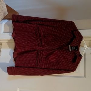 Avenue 5 Burgandy and black polka dot blouse